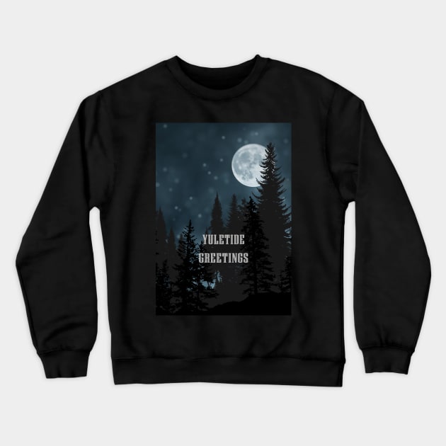 Yuletide Greetings - Yule Moon Crewneck Sweatshirt by AmyHuntPhotos